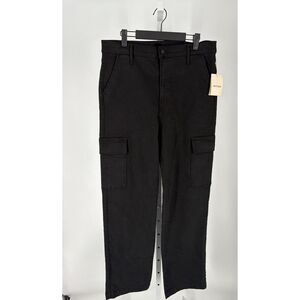 MOTHER Black Cargo Jeans – High Rise Straight Leg
